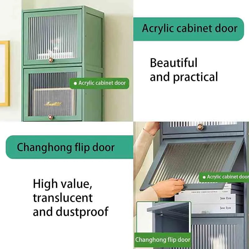 Yoobure Bookcase with Clear Doors 4-Tier Tall Bookshelf