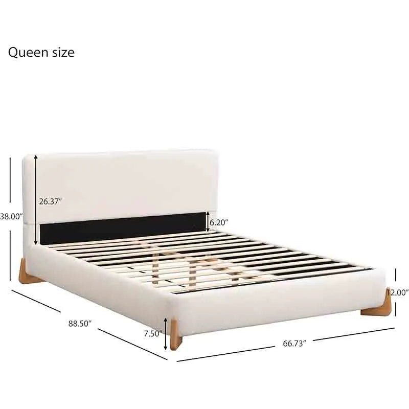 Yoobure Queen Size Upholstered Platform Bed Boucle Fabric