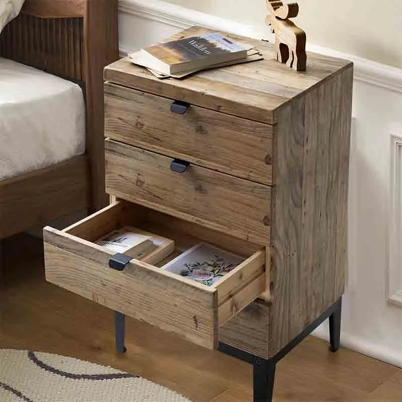 Yoobure Farmhouse Nightstand Wood Bedside Table with Drawers