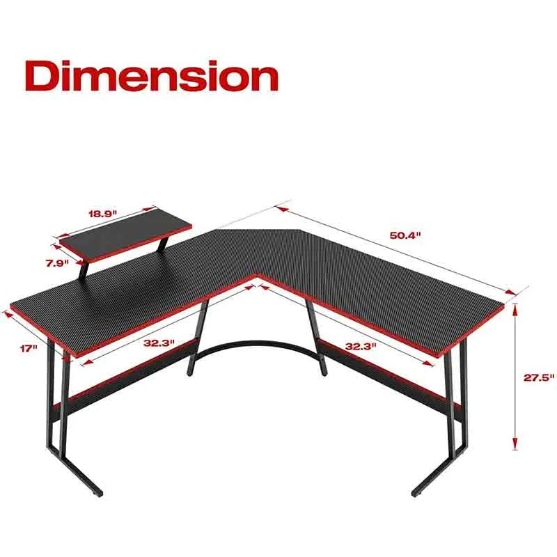 Yoobure L Shaped Gaming Desk with Large Monitor Riser Stand