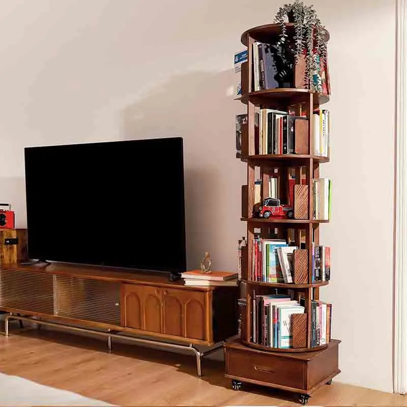Yoobure Solid Wood Rotating Bookshelf 360° Display Bookcase