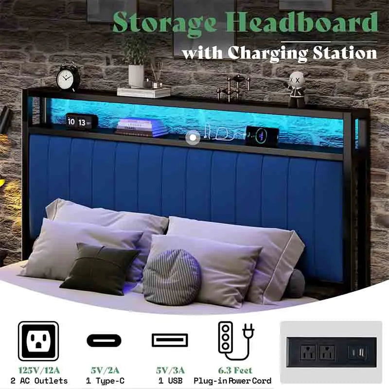 Yoobure Queen Bed Frame with Foldable Ottoman