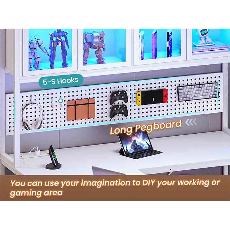 Yoobure L Shaped Desk with Hutch and Storage Shelves, White