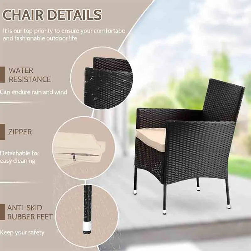 Yoobure Patio Furniture Set 4 Pieces Outdoor Rattan Chair