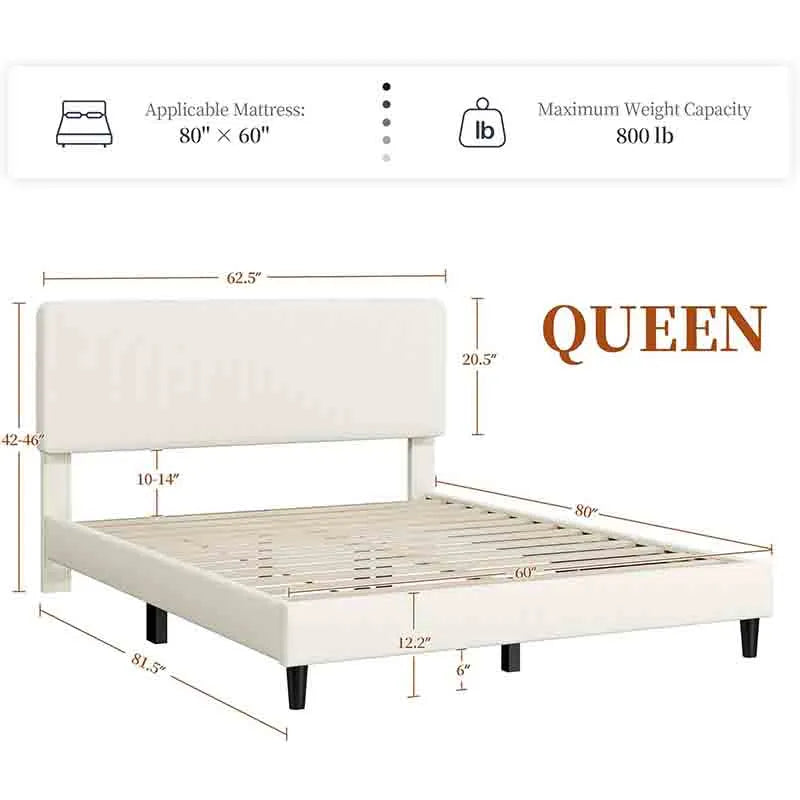 Yoobure Queen Bed Frames with Adjustable Headboard
