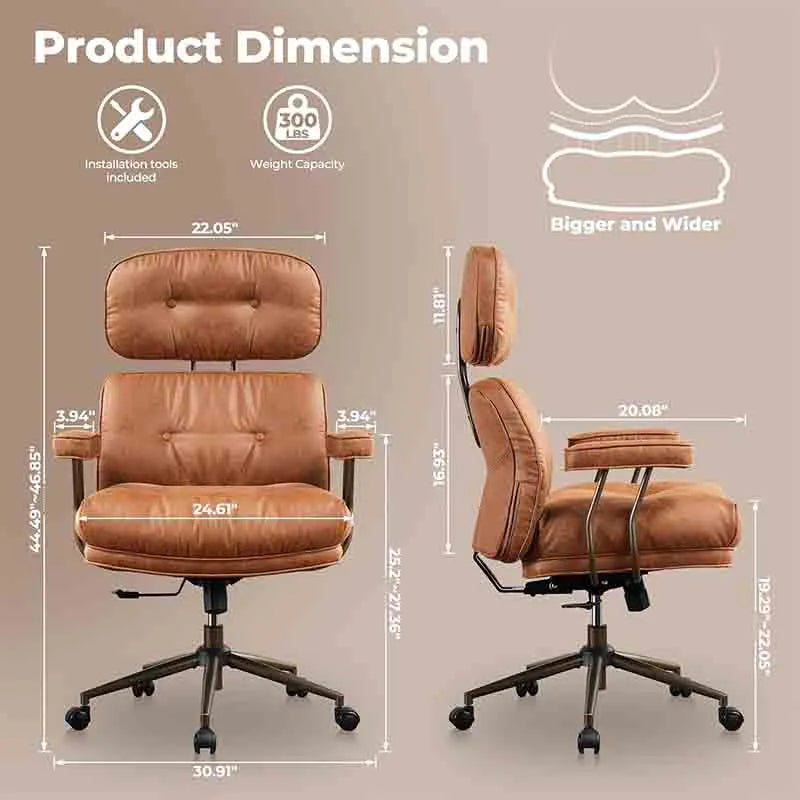 Yoobure Ergonomic Home Office Chair, Modern Leather Chair