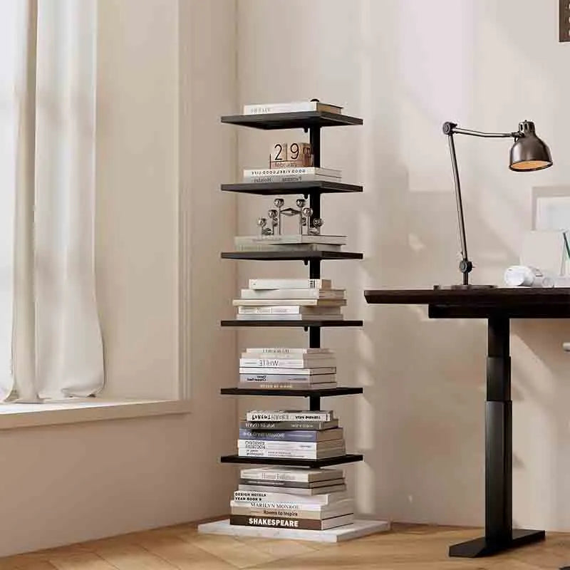 Yoobure 6-Tier Vertical Bookshelf with Marble Base