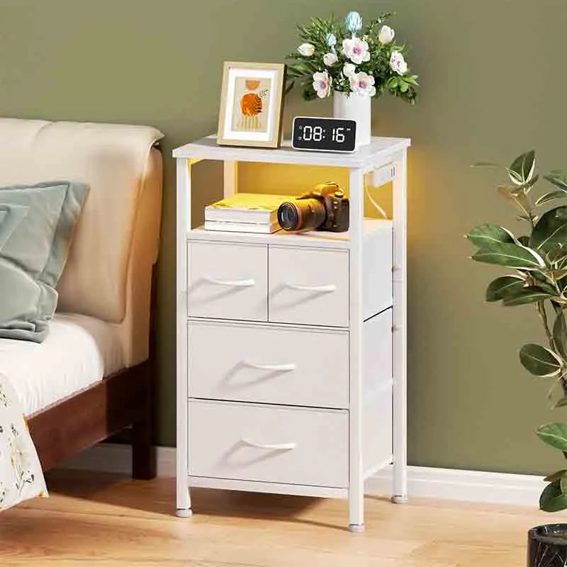 Yoobure 4 Drawer Dresser with Led Light and Charging Station