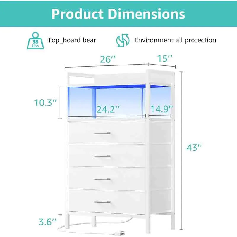 Yoobure Tall Nightstand with Drawers White Night Stand