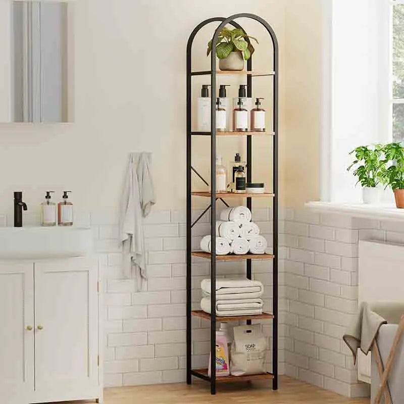Yoobure 6-Tier Narrow Bookshelf Arched Display Rack