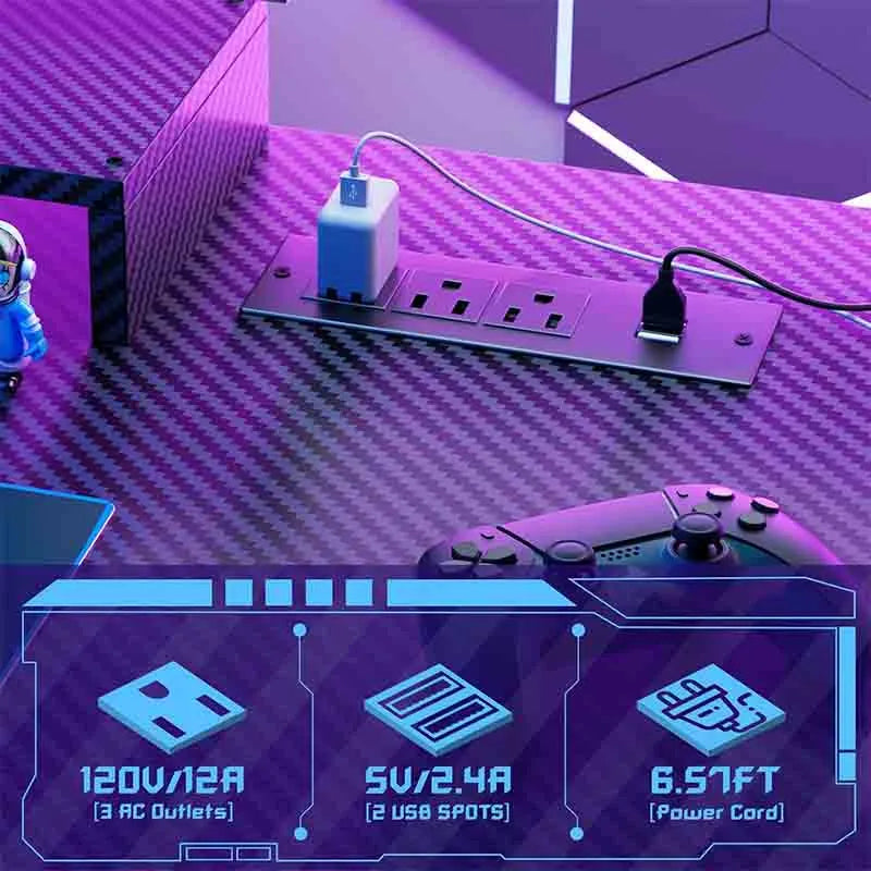 Yoobure Gaming Computer Desk with Shelves and Outlets