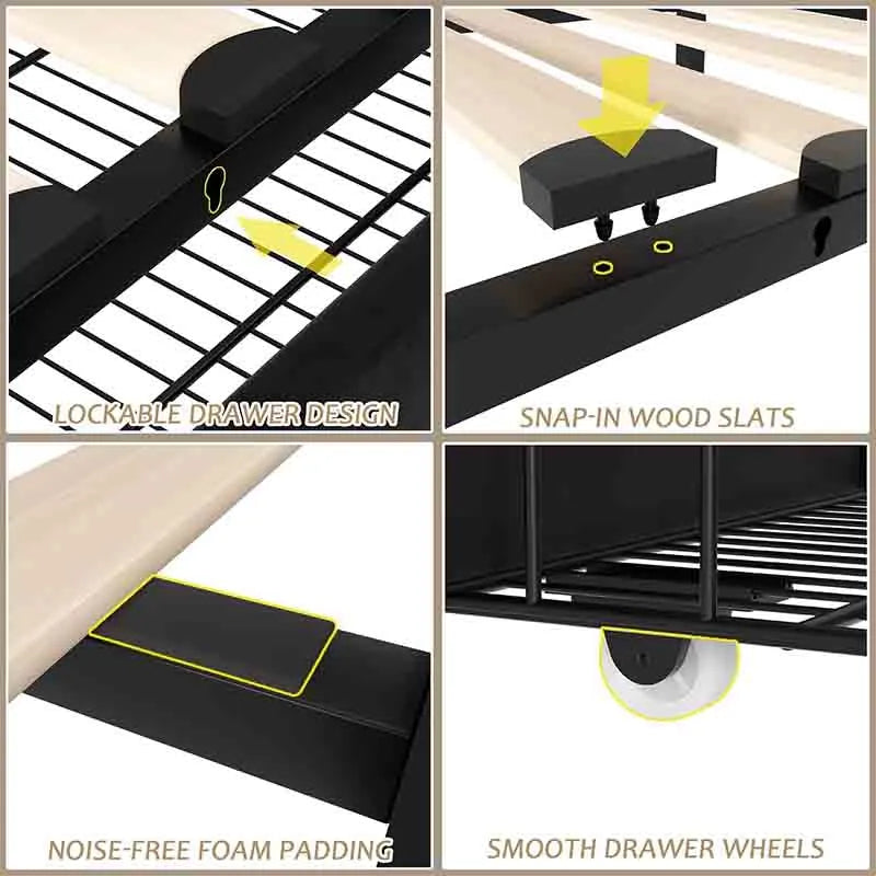 Yoobure Full Size Upholstered Platform Bed Frame with Drawer