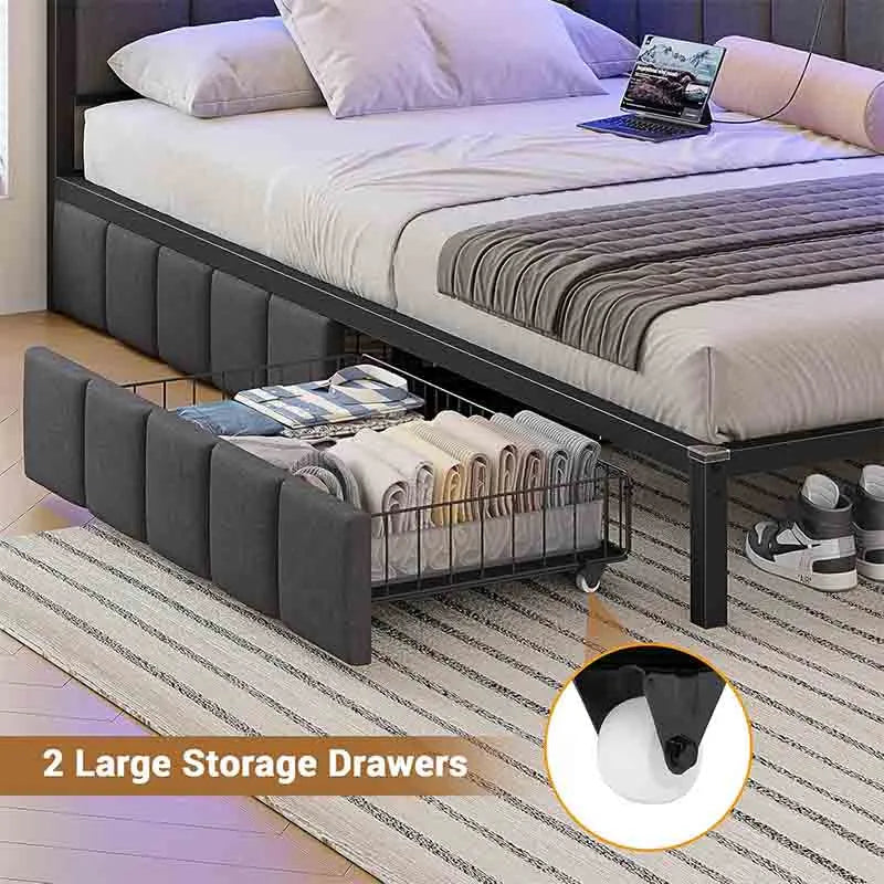 Yoobure Corner Bed Frame with Storage Drawers, Twin Daybed