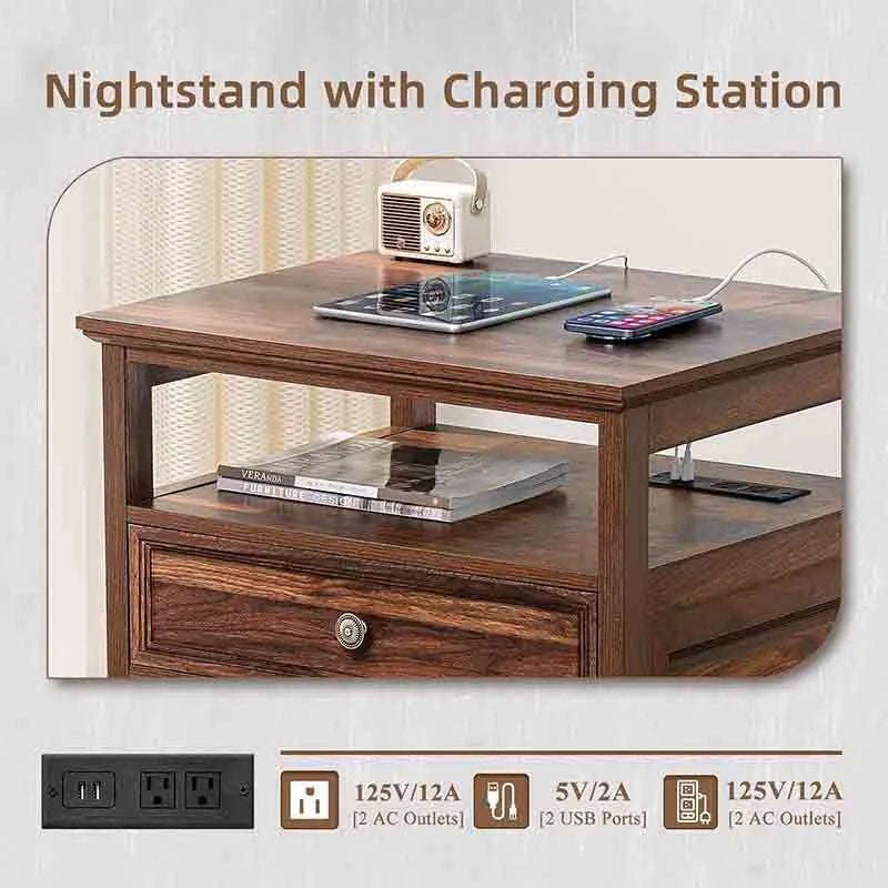 Yoobure 24" Wide End Table with 2 Drawers