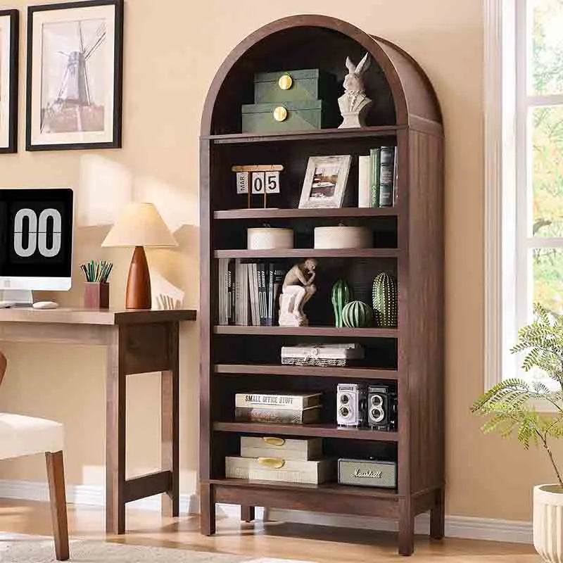 Yoobure Arched Bookshelf 7 Tiers Bookcase with Storage