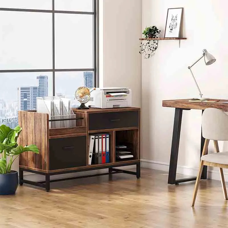 Yoobure Rustic Brown 39 inch File Cabinet with 2 Drawers