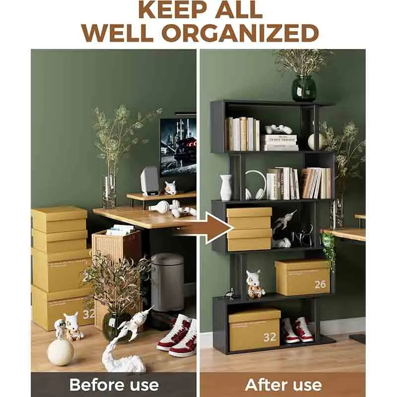 Yoobure 5-Tier Geometric Bookcase