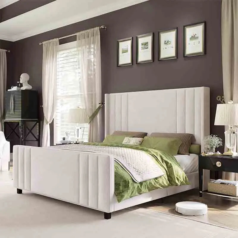 Yoobure Upholstered Platform Bed with Tufted Headboard