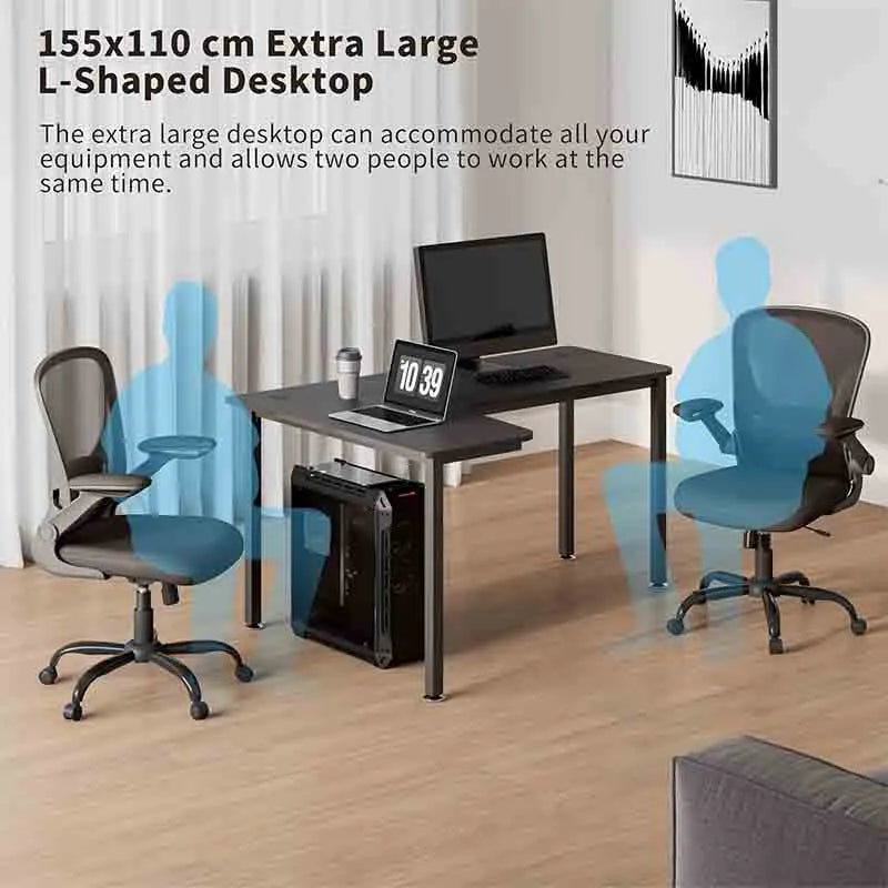 Yoobure 60 Inch Black Corner L Shaped Computer Desk