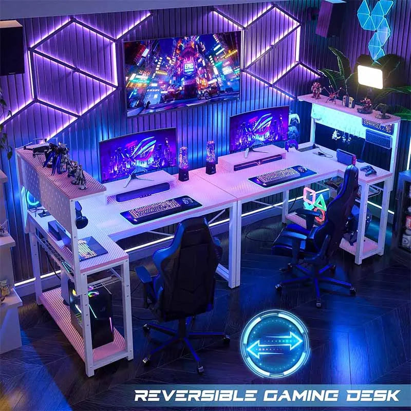 Yoobure Small Gaming Desk with Power Outlets & Pegboard, Pink