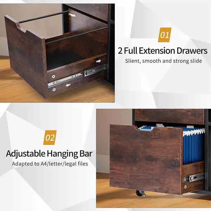 Yoobure Mobile Lateral Filing Cabinet with Charging Station