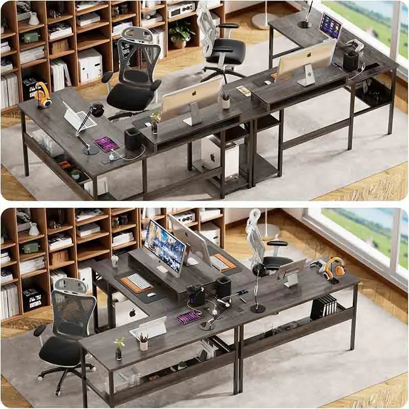 Yoobure Sturdy Computer Desk with Ergonomic Monitor Stand, Black Oak