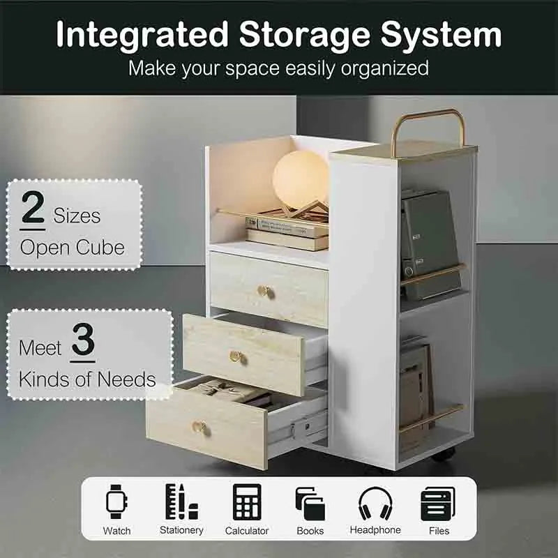 Yoobure Mobile File Cabinet with 3 Drawers