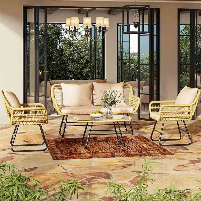 Yoobure 4-Piece Patio Furniture Wicker Outdoor Bistro Set