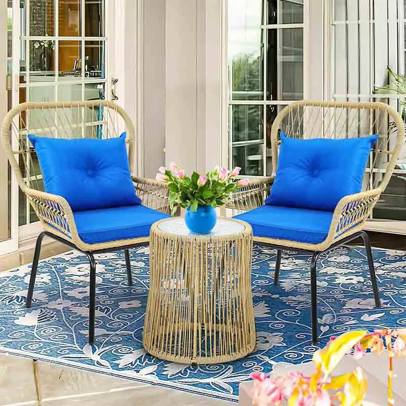 Yoobure 3-Piece Outdoor Patio Furniture Wicker Bistro Set
