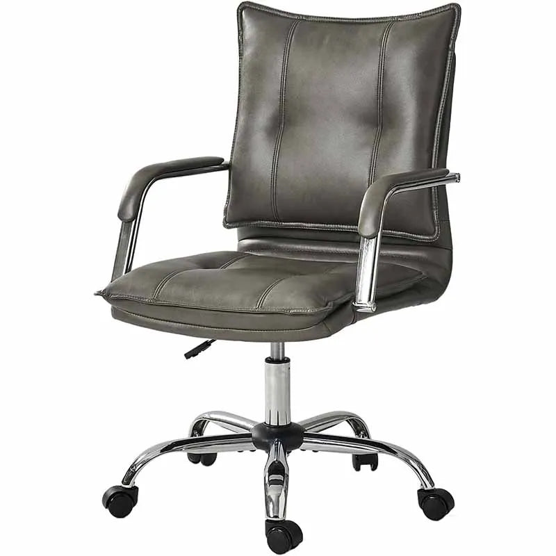 Grey Computer Chair with Sliver Legs and Arms