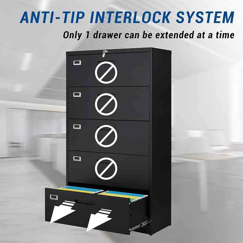 Yoobure File Cabinet with 5 Drawers Metal Filling Cabinets