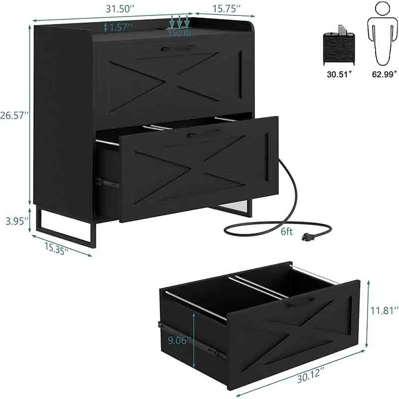 Yoobure Lateral File Cabinet with Charging Station