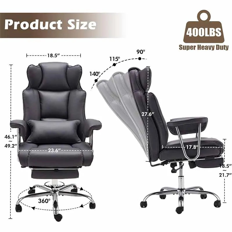 Yoobure Comfortable Office Chair with Foot Rest, Grey