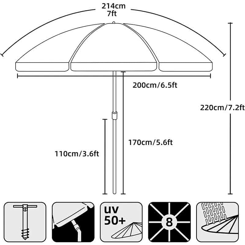 Yoobure Heavy Duty High Wind Beach Umbrella Parasols