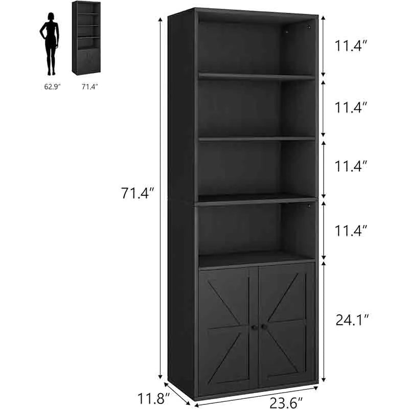 Yoobure Bookcase with Doors Bookshelf Storage Shelves