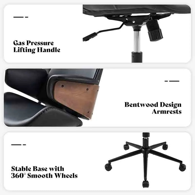 Yoobure Home Office Chair with Wheels and Bentwood Arms
