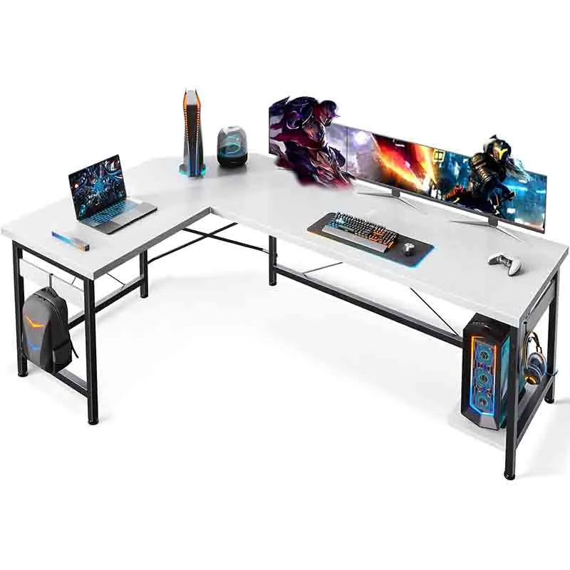 66" L Shaped Larger Gaming Desk, White