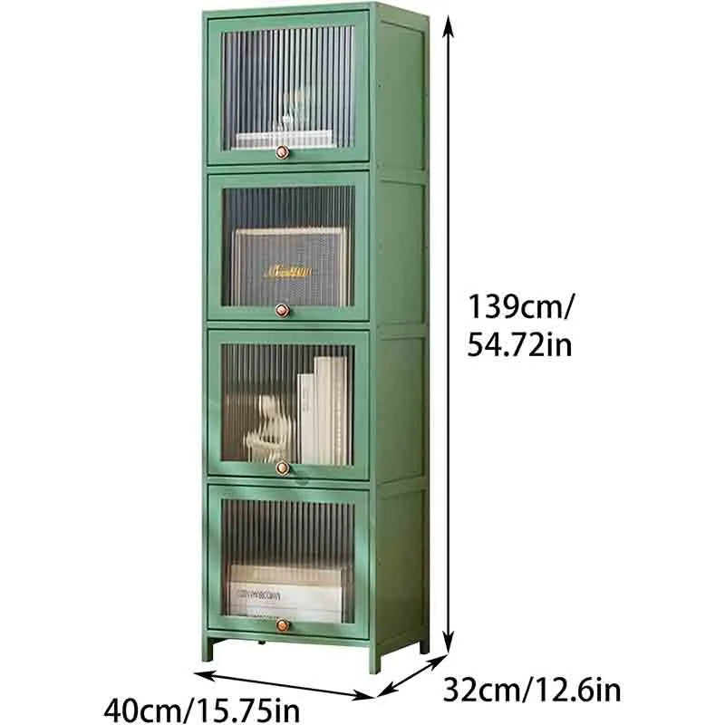 Yoobure Bookcase with Clear Doors 4-Tier Tall Bookshelf