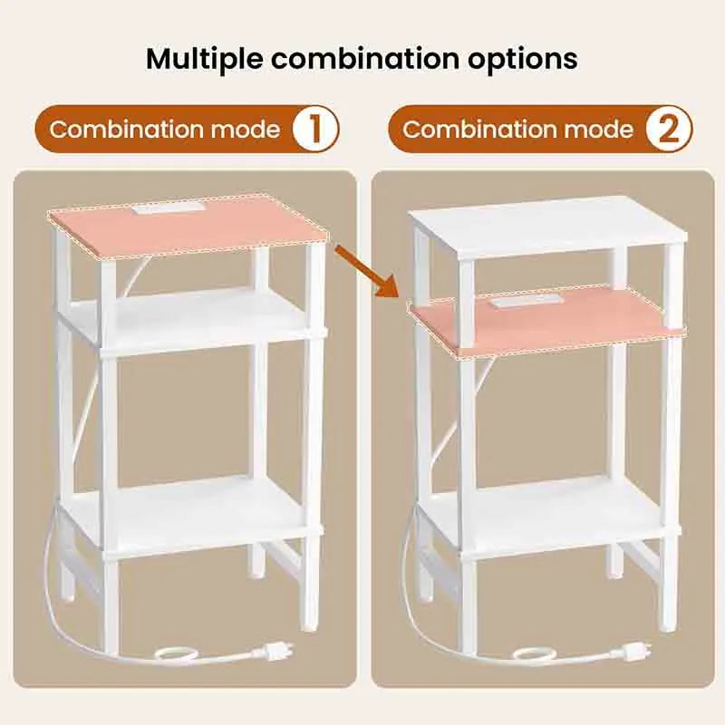 Yoobure End Table with Storage and Fast Charging Station
