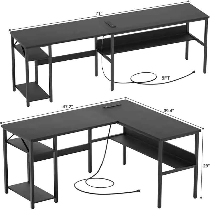 Yoobure Reversible L Shaped Gaming Desk, Black