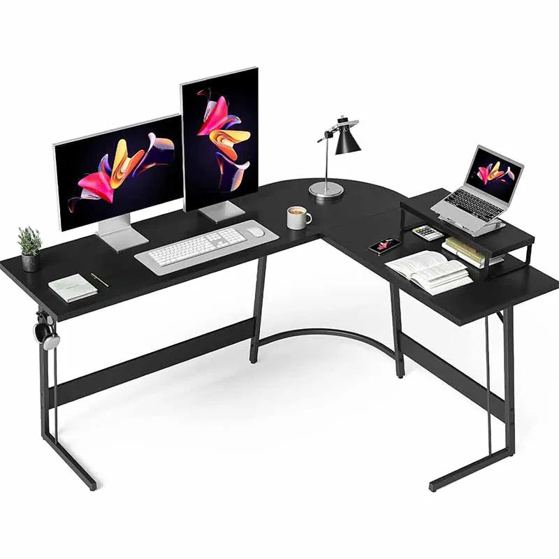 59.1" Home Office Workstation with Small Table, Black