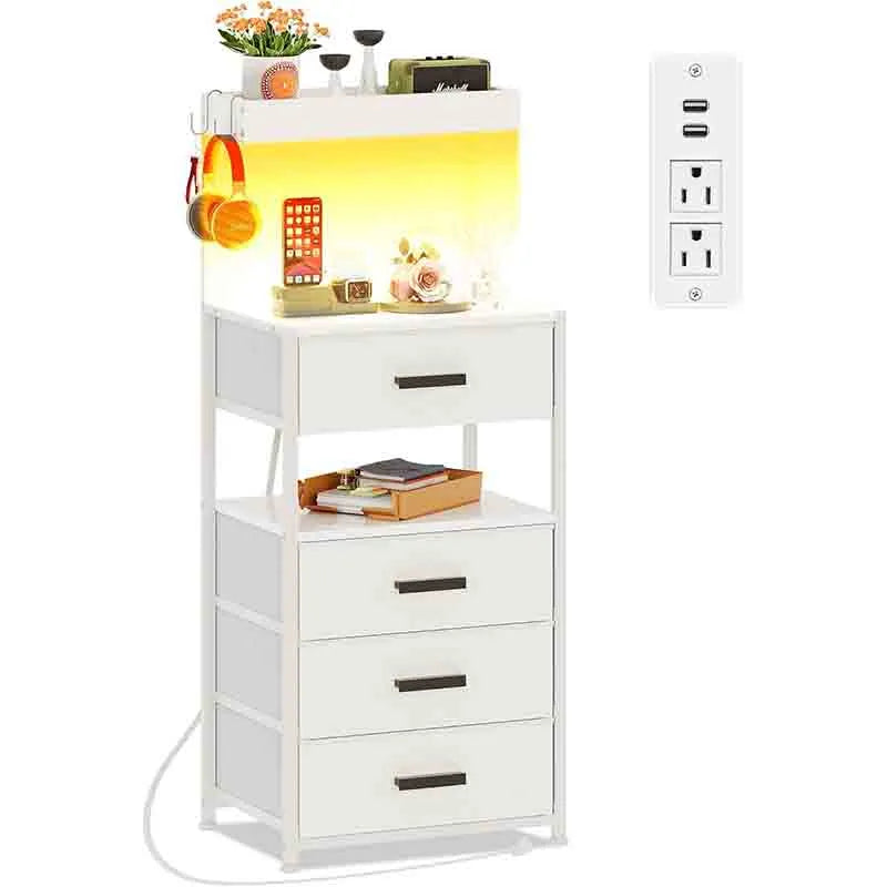 Vertical Side Table with Fabric Drawers