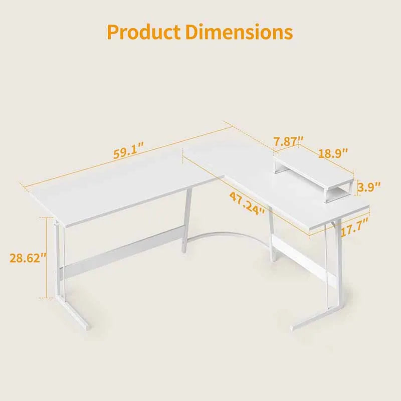 Yoobure 59.1" Home Office Workstation with Small Table, White