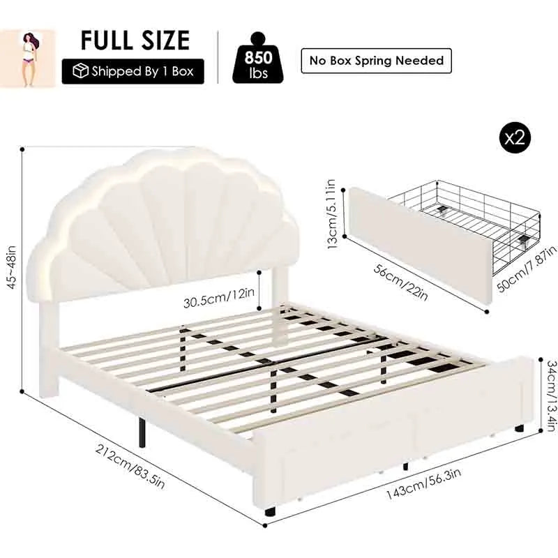 Yoobure Princess Full Size Platform Bed