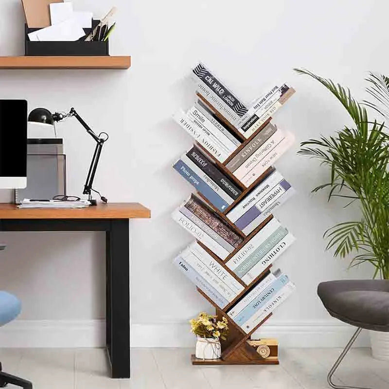 Yoobure 10 Tier Tree Book Shelf, Floor Standing Bookshelf