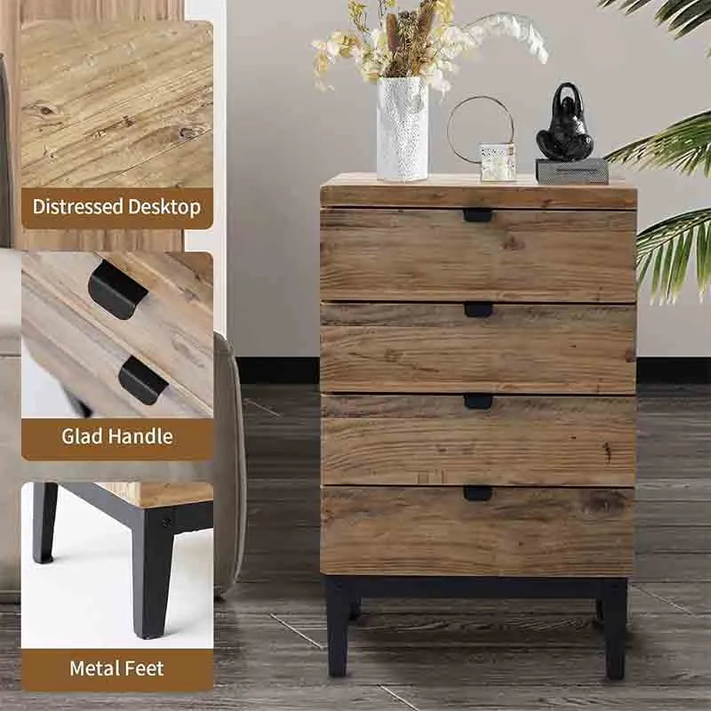 Yoobure Farmhouse Nightstand Wood Bedside Table with Drawers