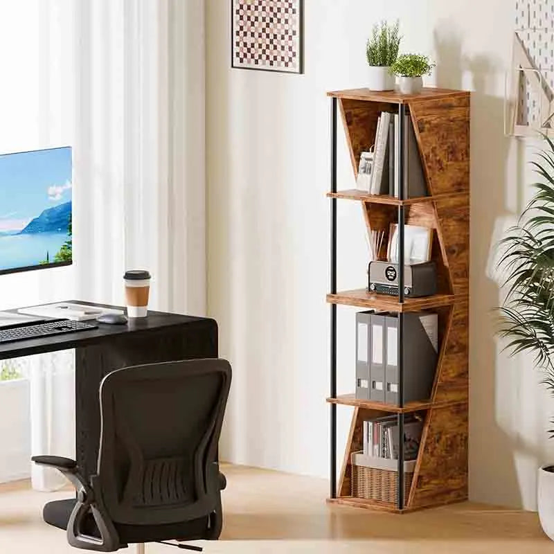 Yoobure 5 Tier Bookshelf, Small 3 Tier Bookcase Set of 2