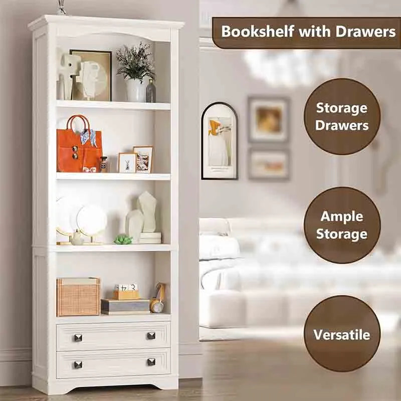 Yoobure Bookcase and Bookshelf with Storage Drawers