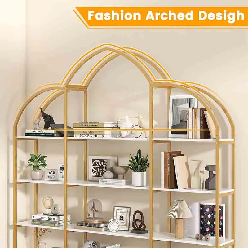 Yoobure 5-Tier Bookshelf Arched Bookshelves and Bookcases