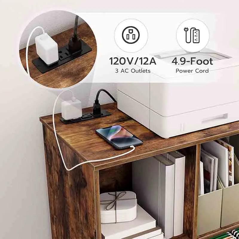 Yoobure Wooden File Cabinet Printer Stand with Open Shelf